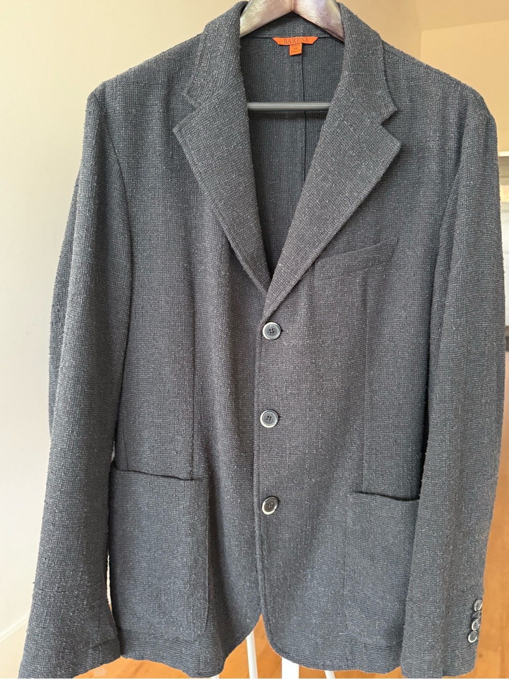 Barena Venezia Textured Knit Unstructured Blazer Charcoal IT 58 Made in Italy